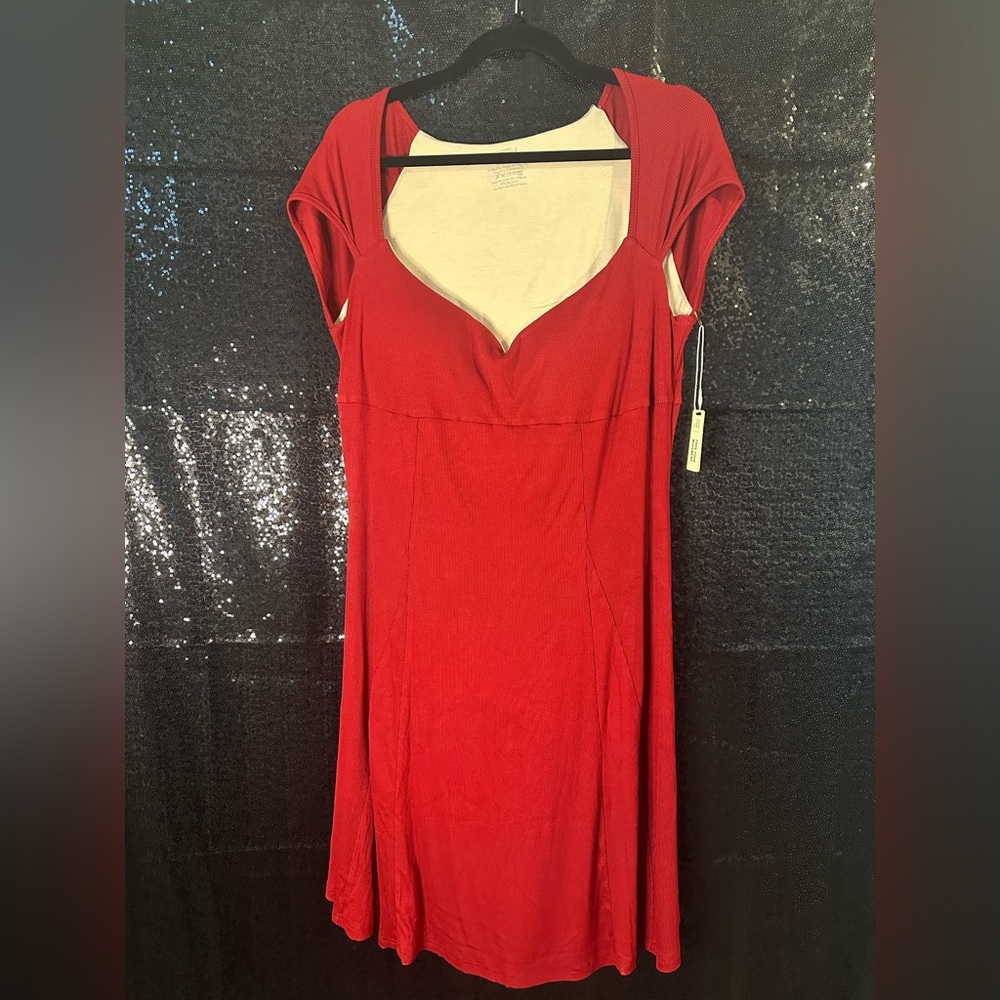 OGL Red Mini Dress with Scoop Neck